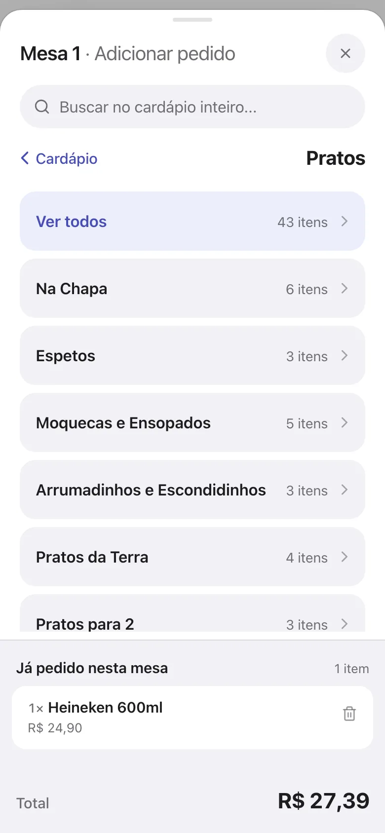 Grupo Pratos com subcategorias
